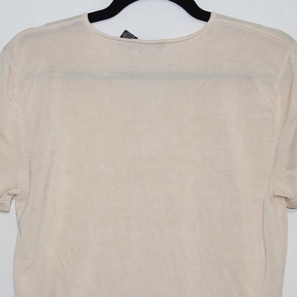 Liz Claiborne Collection 100% Silk Short Sleeve Top Cream Size Large - Picture 6 of 8